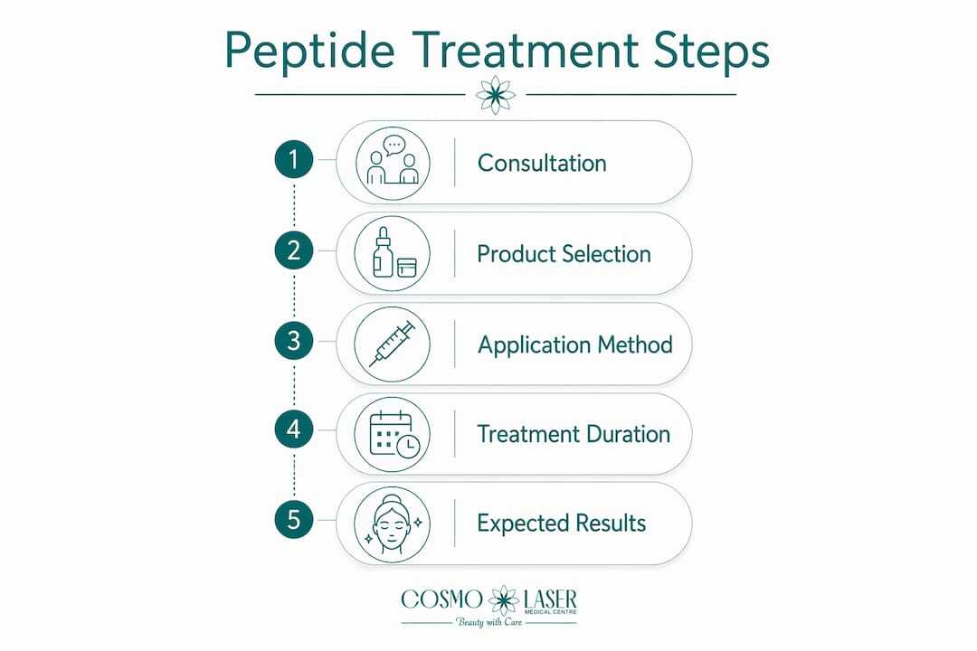 Infographic showing peptide treatment process steps
