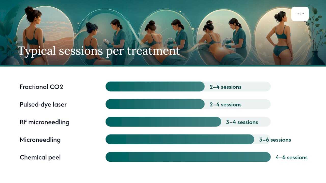 Comparison infographic of stretch mark treatments and outcomes
