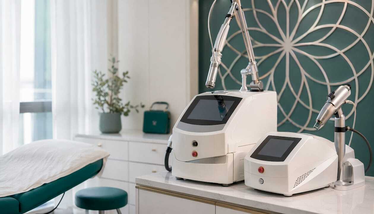 Close-up of Nd:YAG and picosecond laser devices